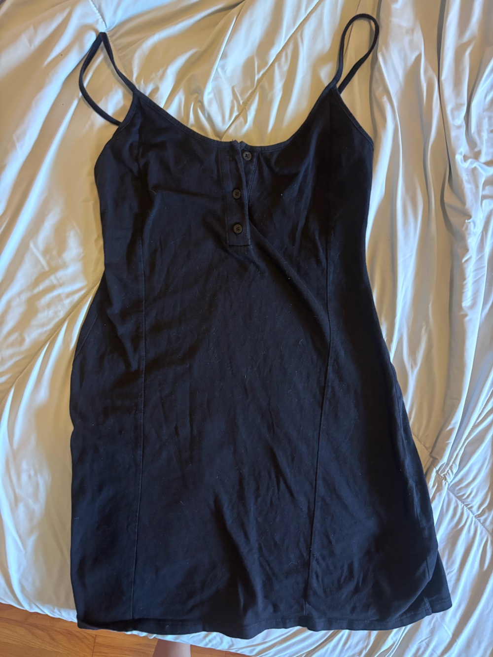 Brandy Melville Button-Front Black Mini Dress
